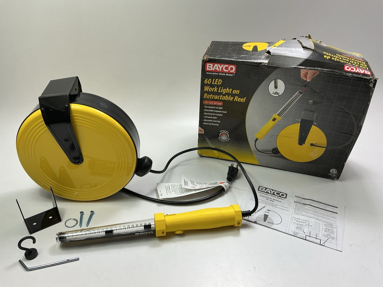 Bayco SL-864 60 LED Worklight With 50 Foot 18/2 Cord Retractable Reel