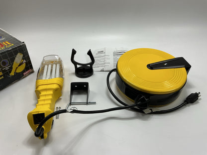 Bayco SL-875 26w Fluorescent Work Light W/single Outlet On 40ft Metal Reel