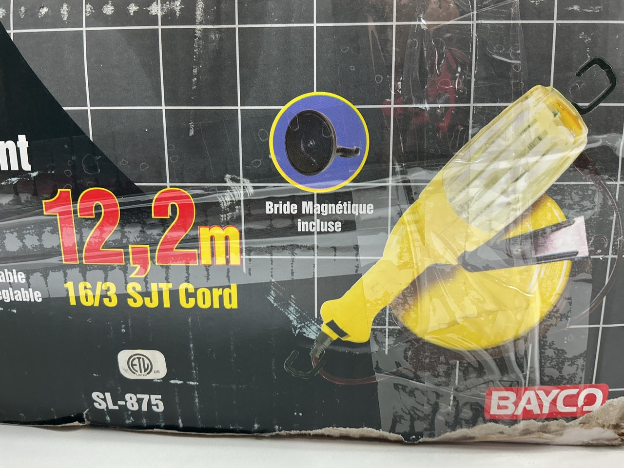 Bayco SL-875 26w Fluorescent Work Light W/single Outlet On 40ft Metal Reel
