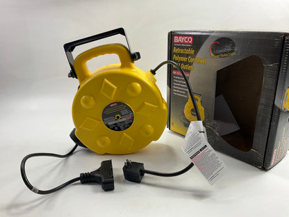 Bayco SL-8903 50ft Retractable Polymer Cord Reel W/3 Outlets - 13amp