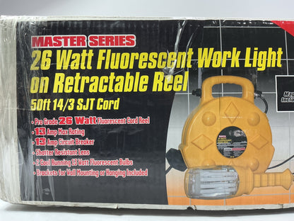 Bayco SL8908 26W Fluorescent Work Light With Single Outlet On 50 Foot Reel