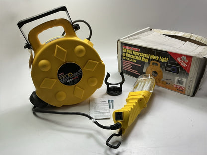 Bayco SL8908 26W Fluorescent Work Light With Single Outlet On 50 Foot Reel