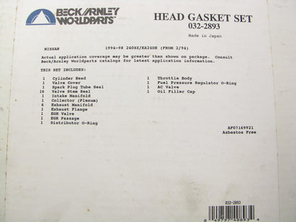 INCOMPLETE - Beck Arnley 032-2893 Cylinder Head Gasket Set - MISSING PIECES