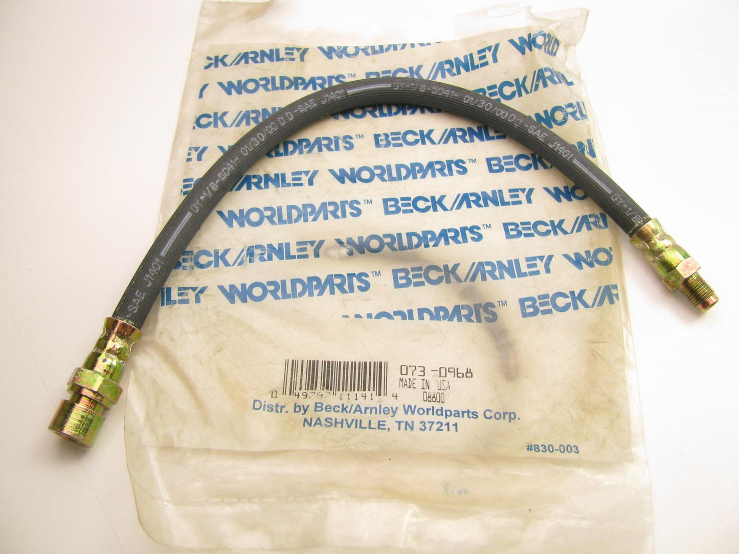 Beck Arnley 073-0968 FRONT Brake Hose 1968-70 VW Beetle, 1967-70 Karmann Ghia
