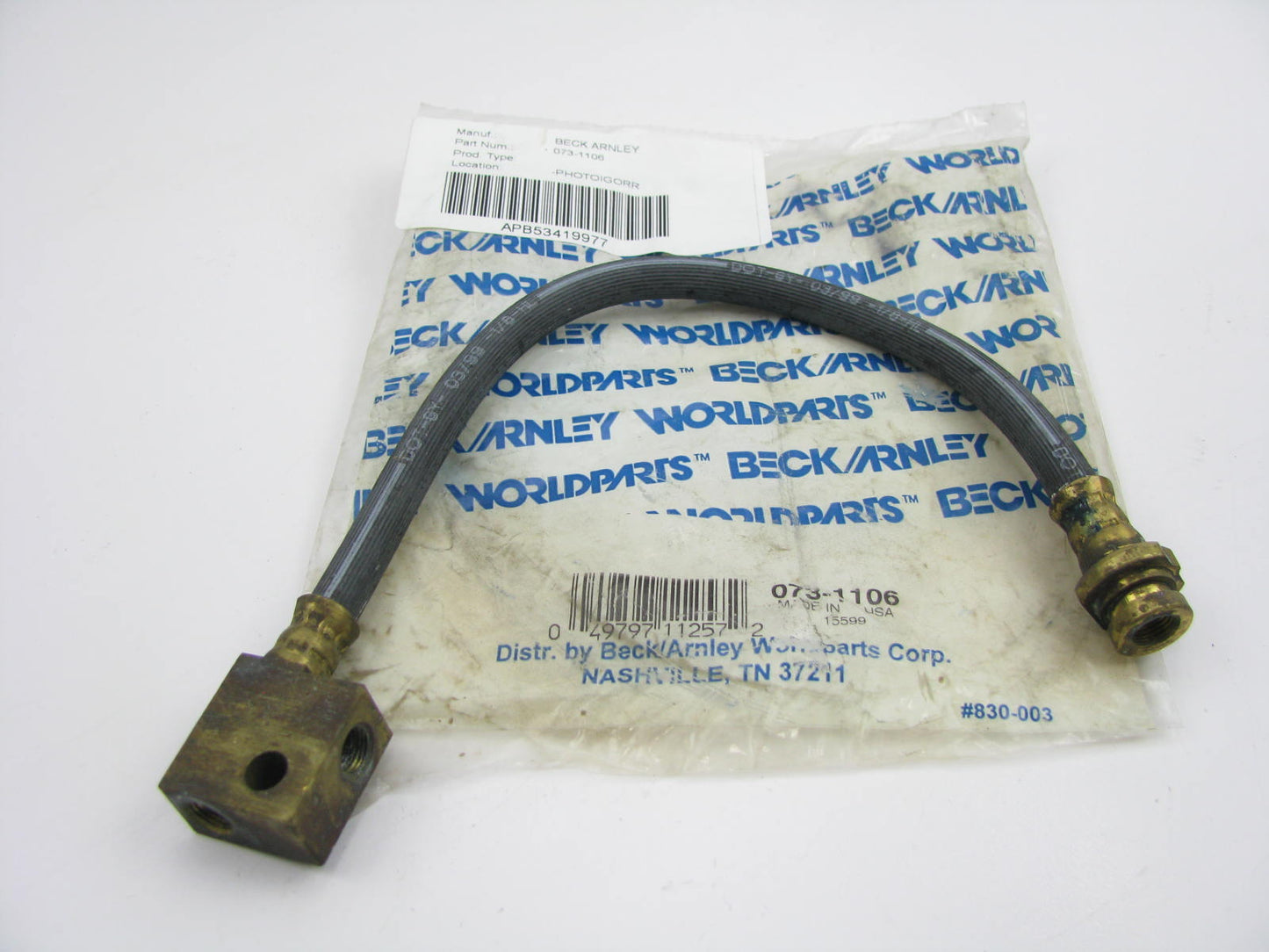 Beck Arnley 073-1106 Front Right Brake Hydraulic Hose For 1980-1982 Datsun 720