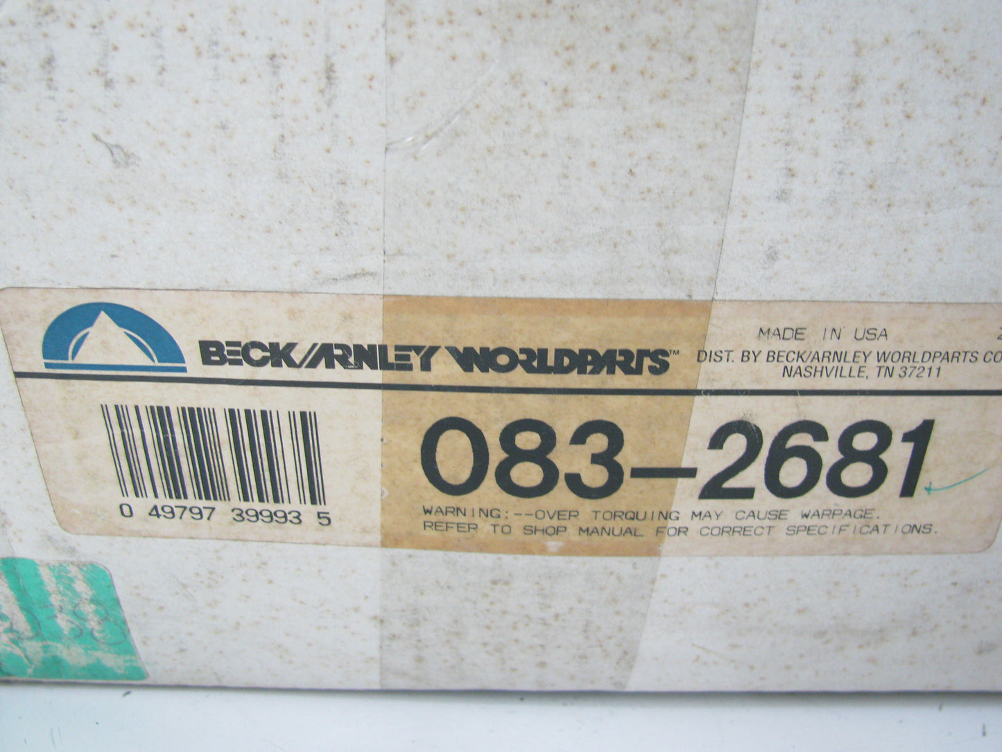 Beck Arnley 083-2681 Front Disc Brake Rotor