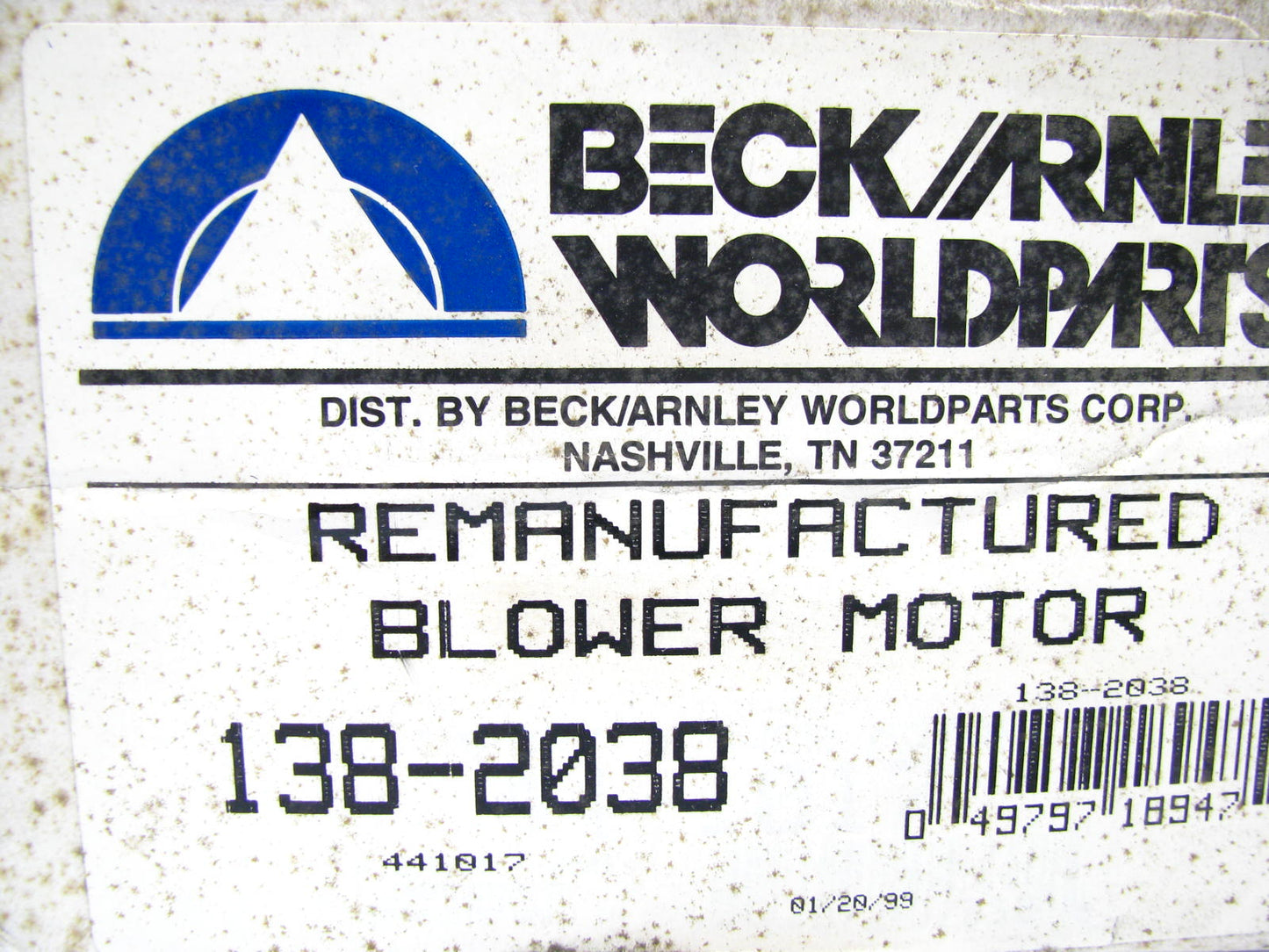 Beck Arnley 138-2038 Reman Blower Motor 1975-76 Toyota Mark II 1975-78 Corona