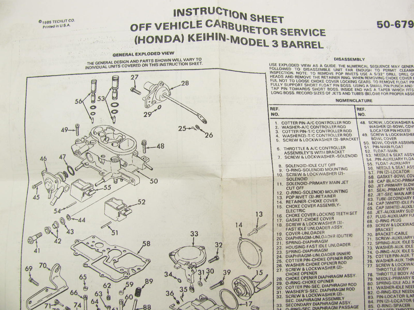 Beck Arnley 162-9584 Carburetor Rebuild Kit for 1984-1985 Honda Accord 3-BBL