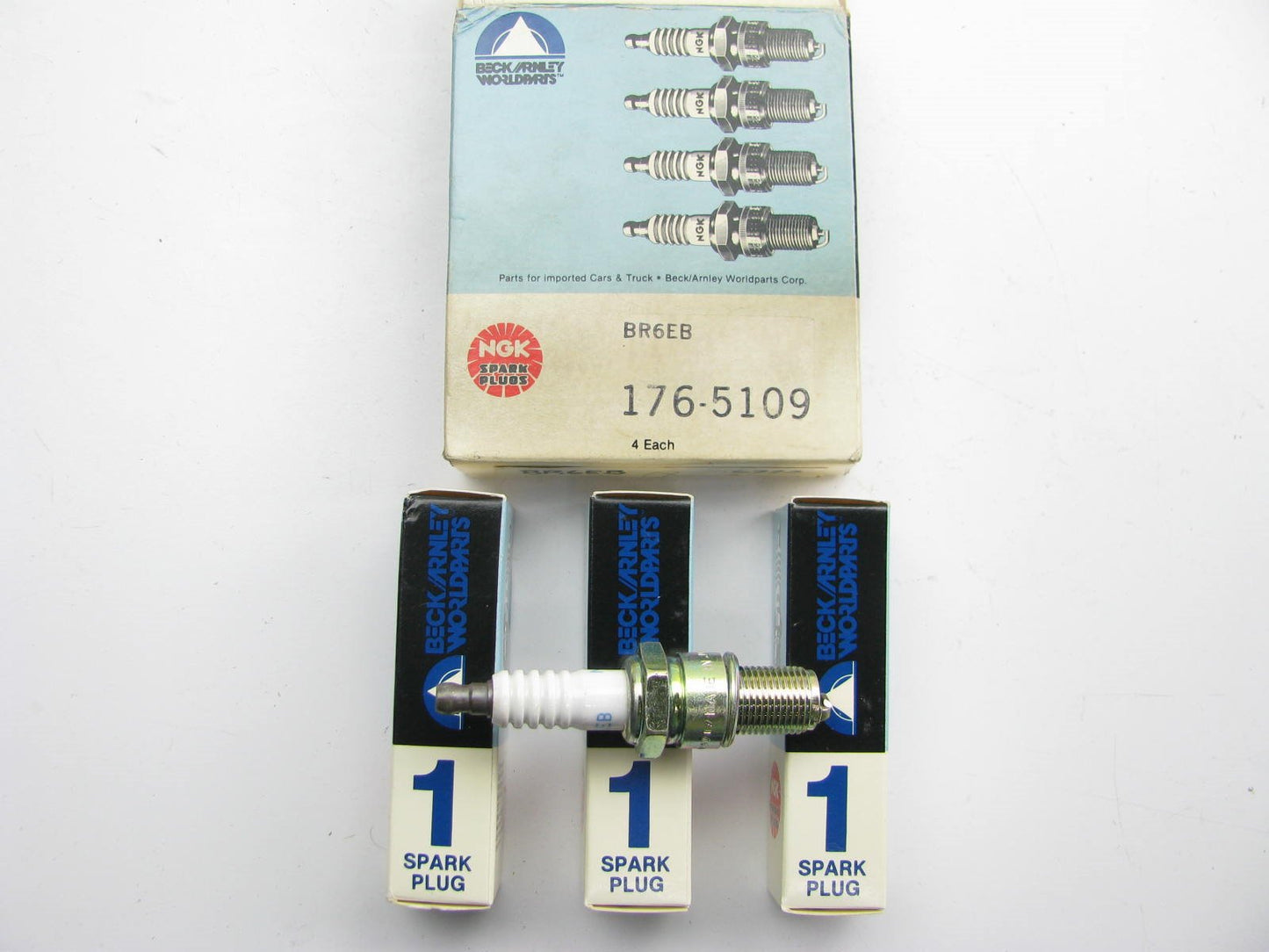 (4 PCS) BECK ARNLEY Spark Plugs 176-5109  NGK BR6EB