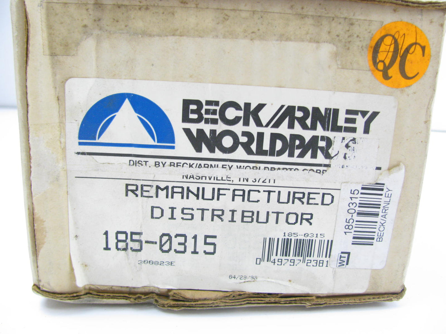 REMAN Beck Arnley 185-0315 Ignition Distributor For 87-89 Accord 2.0 Carburated