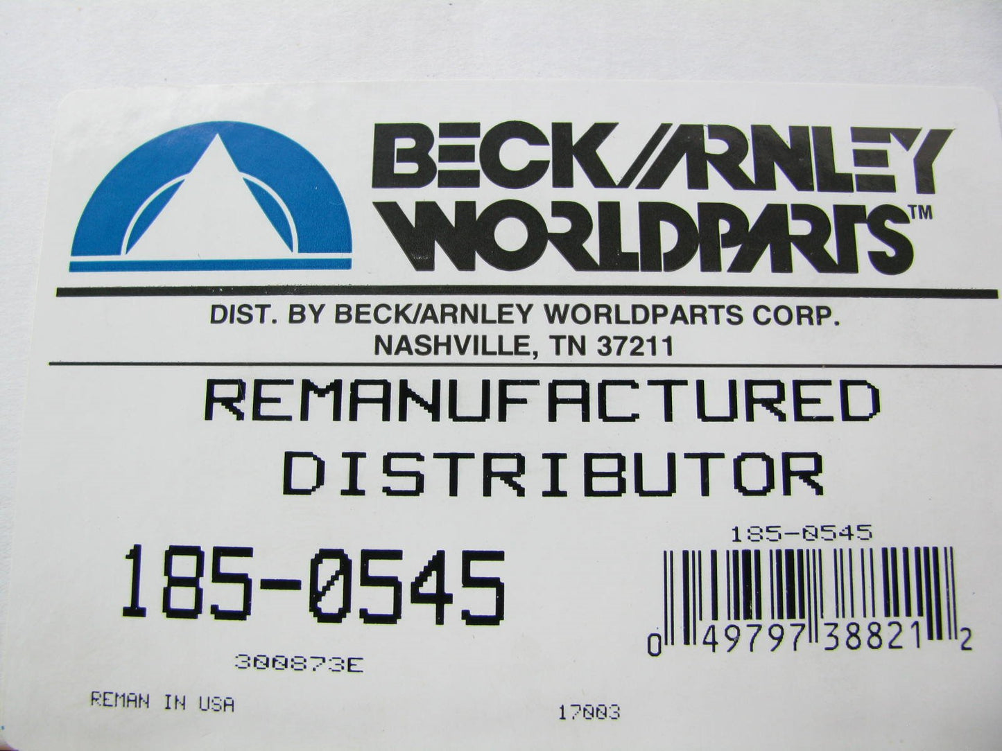 Reman Beck Arnley 185-0545 Distributor 92-94 Mazda MX-3 1.8L V6, 93-94 Probe 2.5