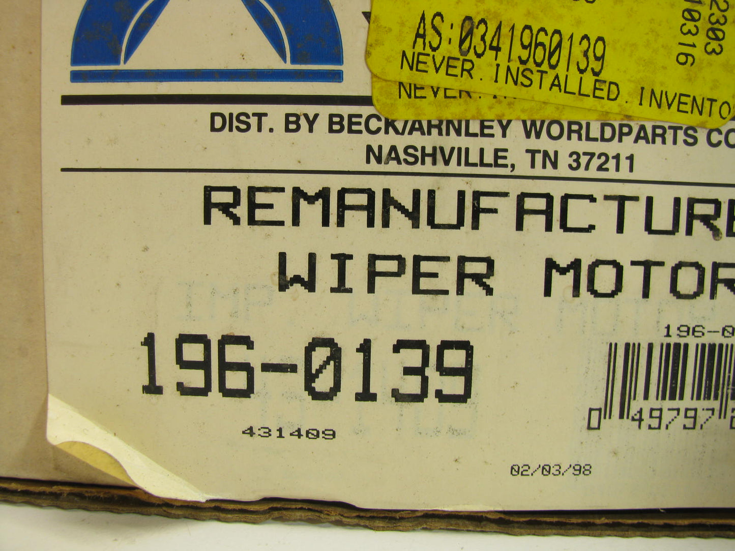 Beck Arnley 196-0139 Remanufactured Windshield Wiper Motor 1982-83 Honda Accord