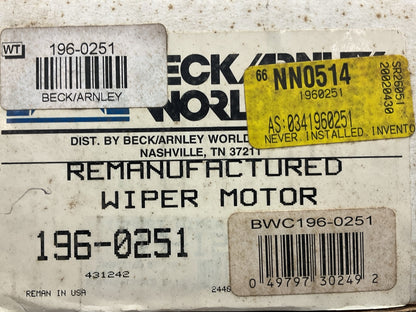 REMAN. Beck Arnley 196-0251 Windshield Wiper Motor For 1989-1994 Nissan 240SX