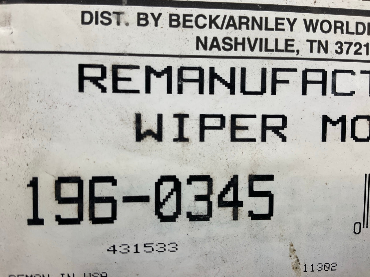 REMAN. Beck Arnley 196-0345 Front Windshield Wiper Motor For 1998-1999 Forester