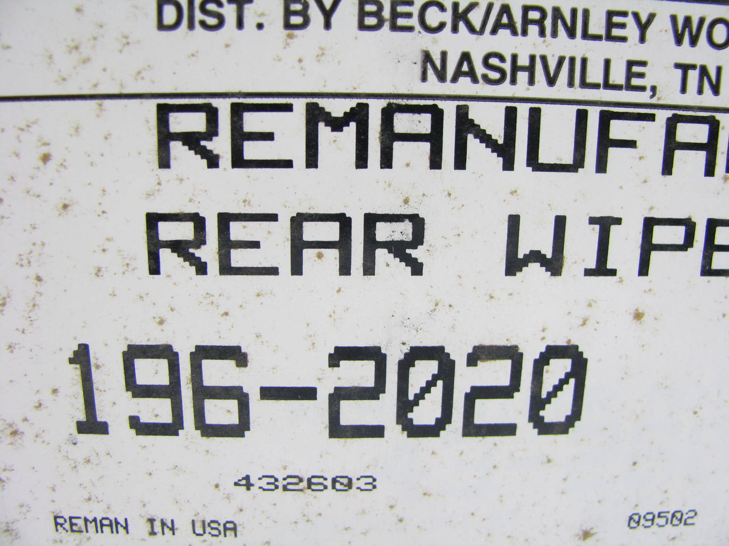 Beck Arnley 196-2020 Reman Rear Window Wiper Motor For 1987-1994 Subaru Justy