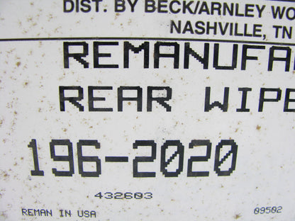 Beck Arnley 196-2020 Reman Rear Window Wiper Motor For 1987-1994 Subaru Justy