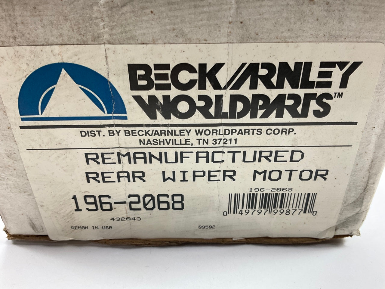 REMAN. Beck Arnley 196-2068 Rear Window Wiper Motor 1987-1988 Chevrolet Sprint