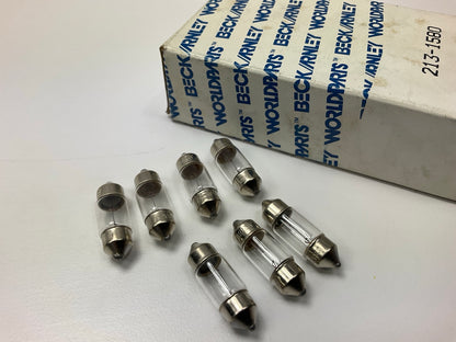 (7) Beck Arnley 213-1580 Dome Lamp Light Bulbs 8 Watts 8.5mm Base, 30mm Long