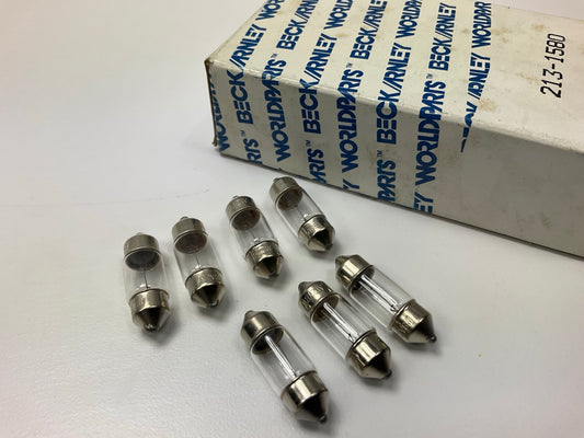 (7) Beck Arnley 213-1580 Dome Lamp Light Bulbs 8 Watts 8.5mm Base, 30mm Long
