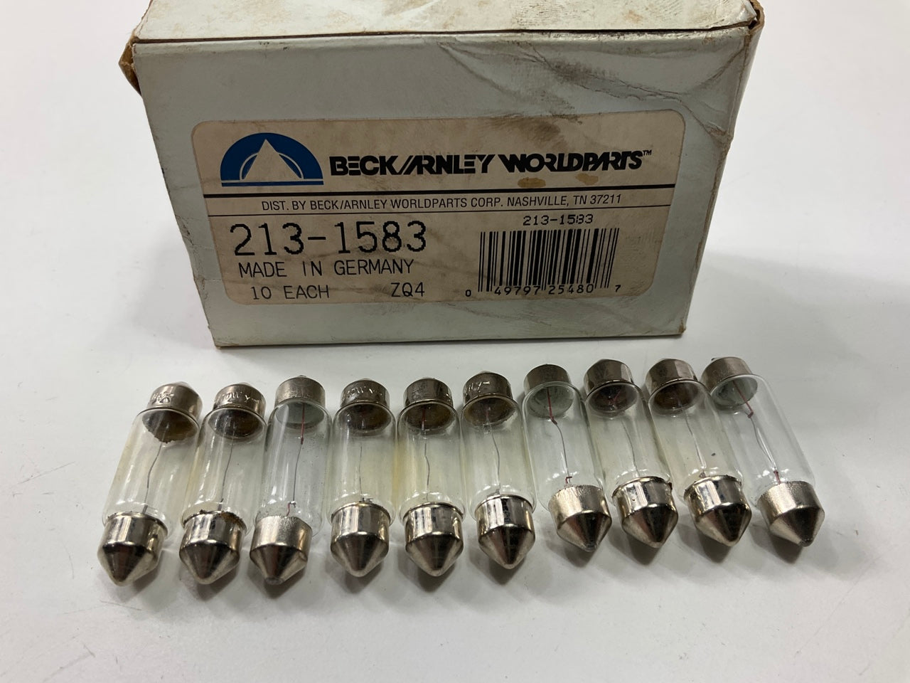 (10) Beck Arnley 213-1583 Light Bulbs 12V 10W, 8mm Base, 38mm Length