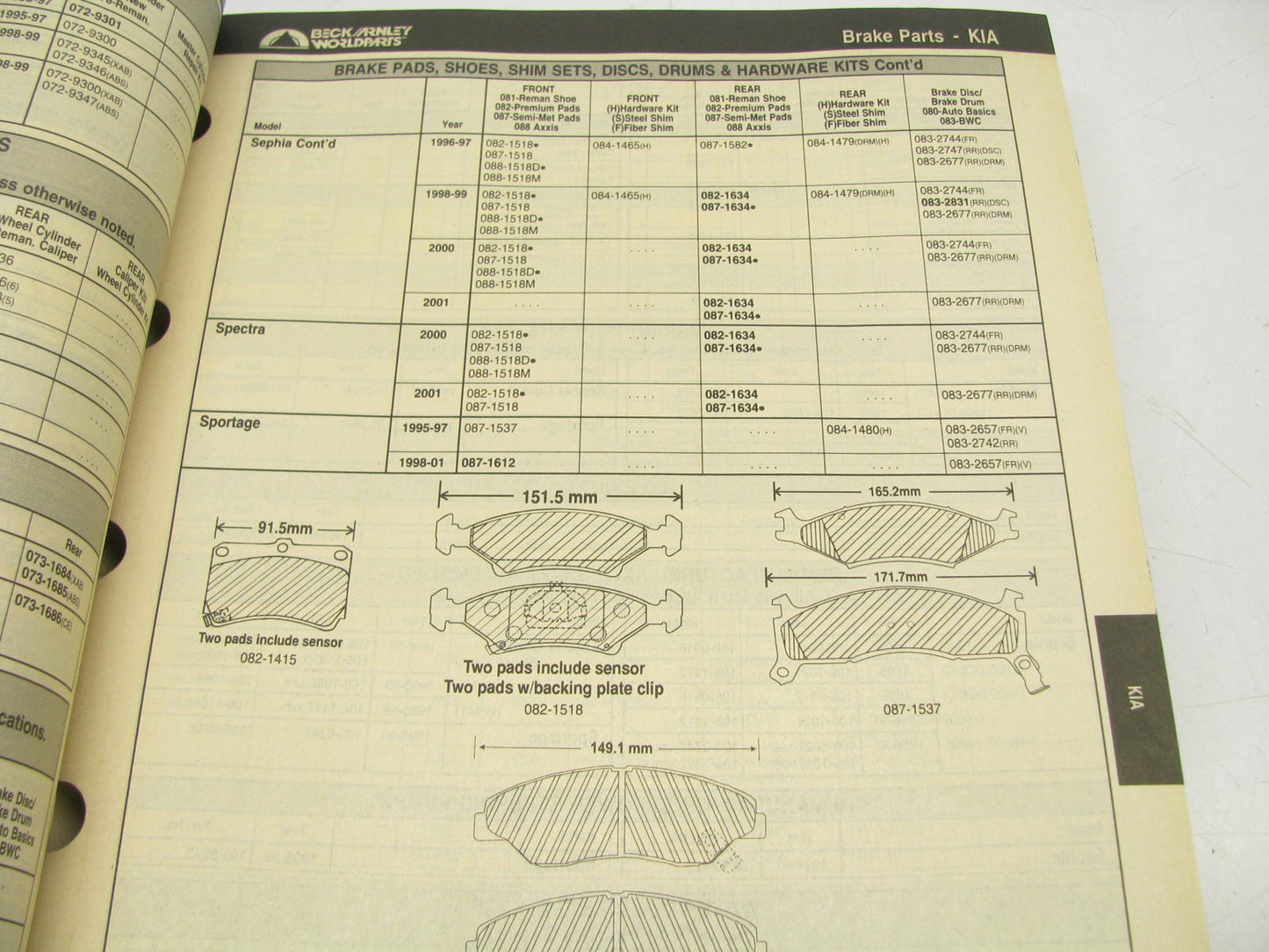 Beck Arnley 404-5202 Auto Parts Application Catalog Covers 1988-2002, 1581 Pages