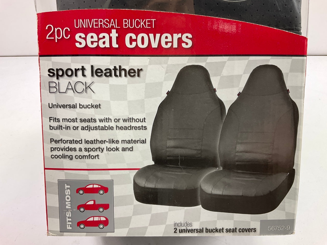 Bell 56752-9 Universal Seat Cover BLACK Sport Leather - PAIR