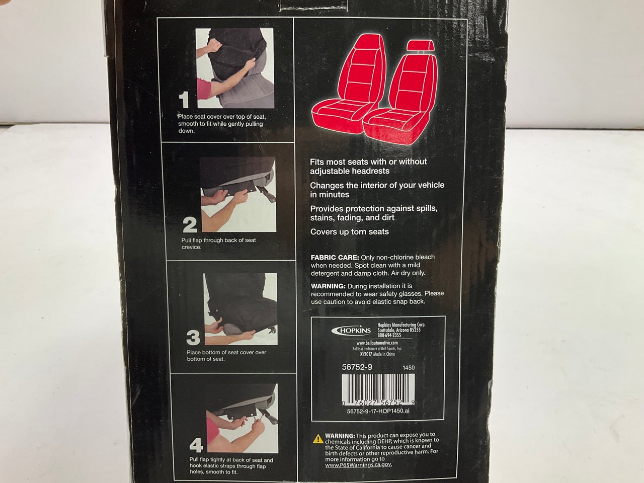 Bell 56752-9 Universal Seat Cover BLACK Sport Leather - PAIR