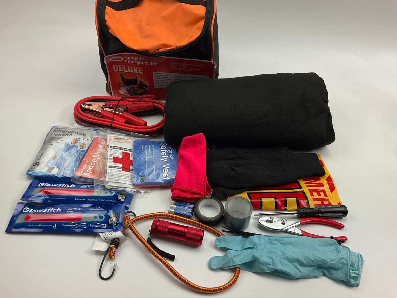Bell 65111-8 Deluxe Roadside Emergency Kit W/ Booster Cables & Flashlight
