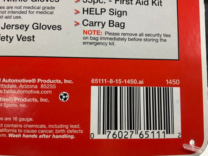 Bell 65111-8 Deluxe Roadside Emergency Kit W/ Booster Cables & Flashlight