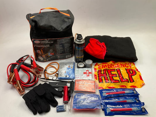 Bell 65112-8 Roadsite Emergency Pack: Jumper Cables, Safety Vest, Poncho, Tape