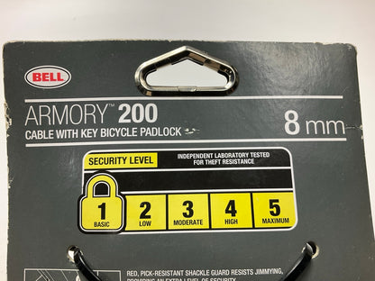 Bell Armory 7015774 6 Feet Cable Padlock Bike Lock With Key