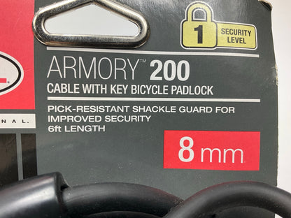 Bell Armory 7015774 6 Feet Cable Padlock Bike Lock With Key