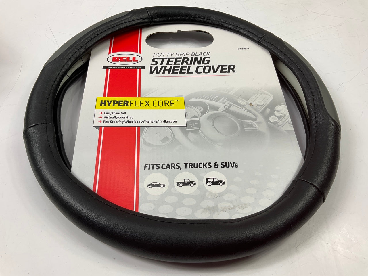 Bell 97019-9 Putty Grip BLACK Steering Wheel Cover W/ Hyperflex Core 14.5''-15.5''