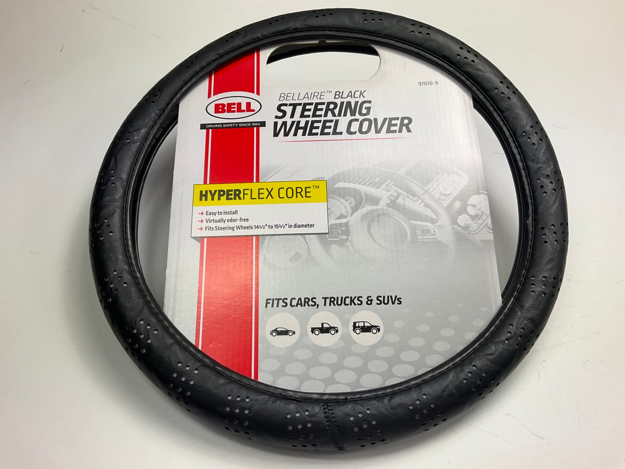 Bell 97030-9 Bellaire Black Steering Wheel Cover W/ Hyperflex Core 14.5''-15.5''