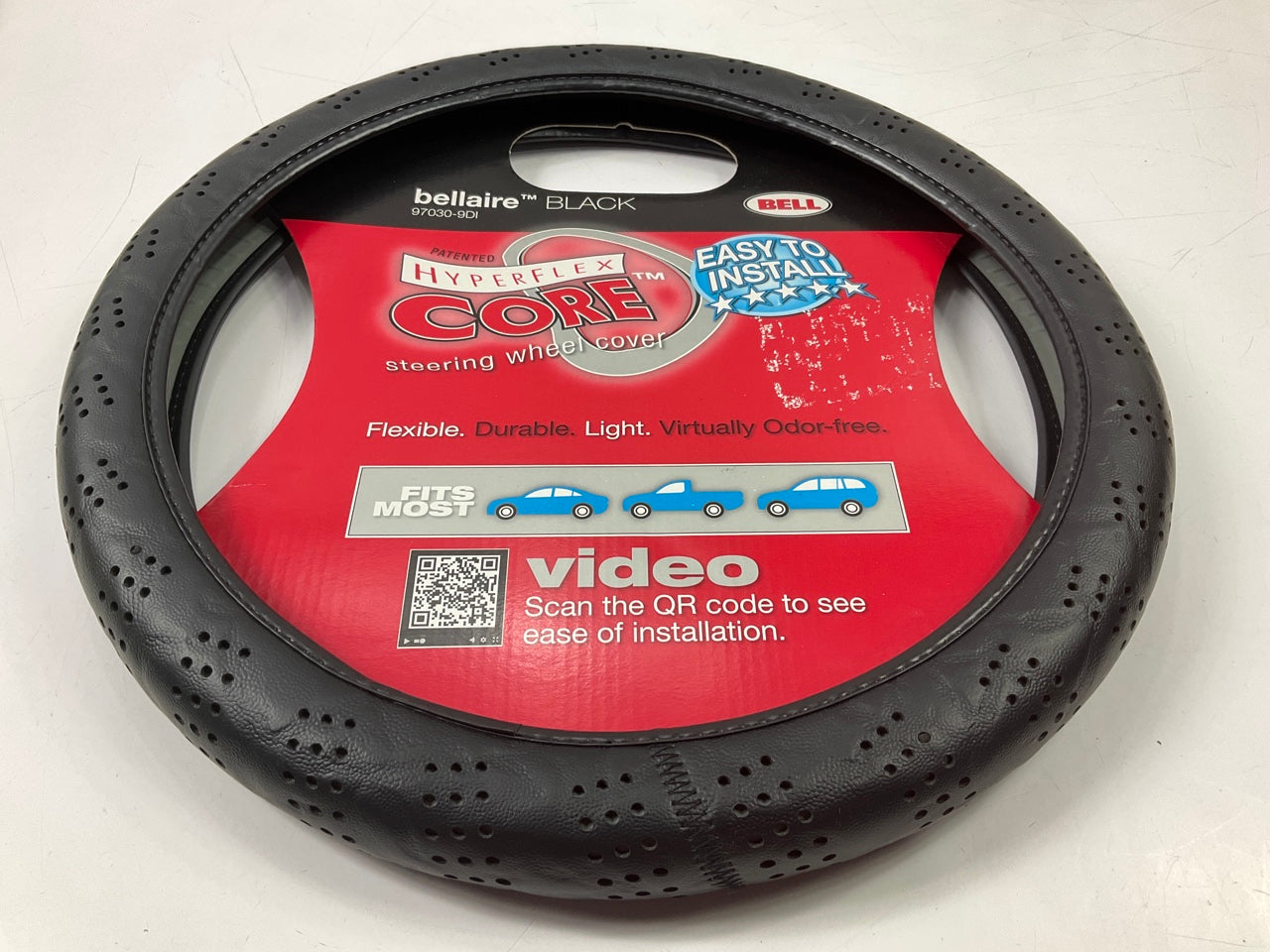 Bell 97030-9DI Bellaire BLACK Steering Wheel Cover W/ Hyperflex Core 14.5-15.5''