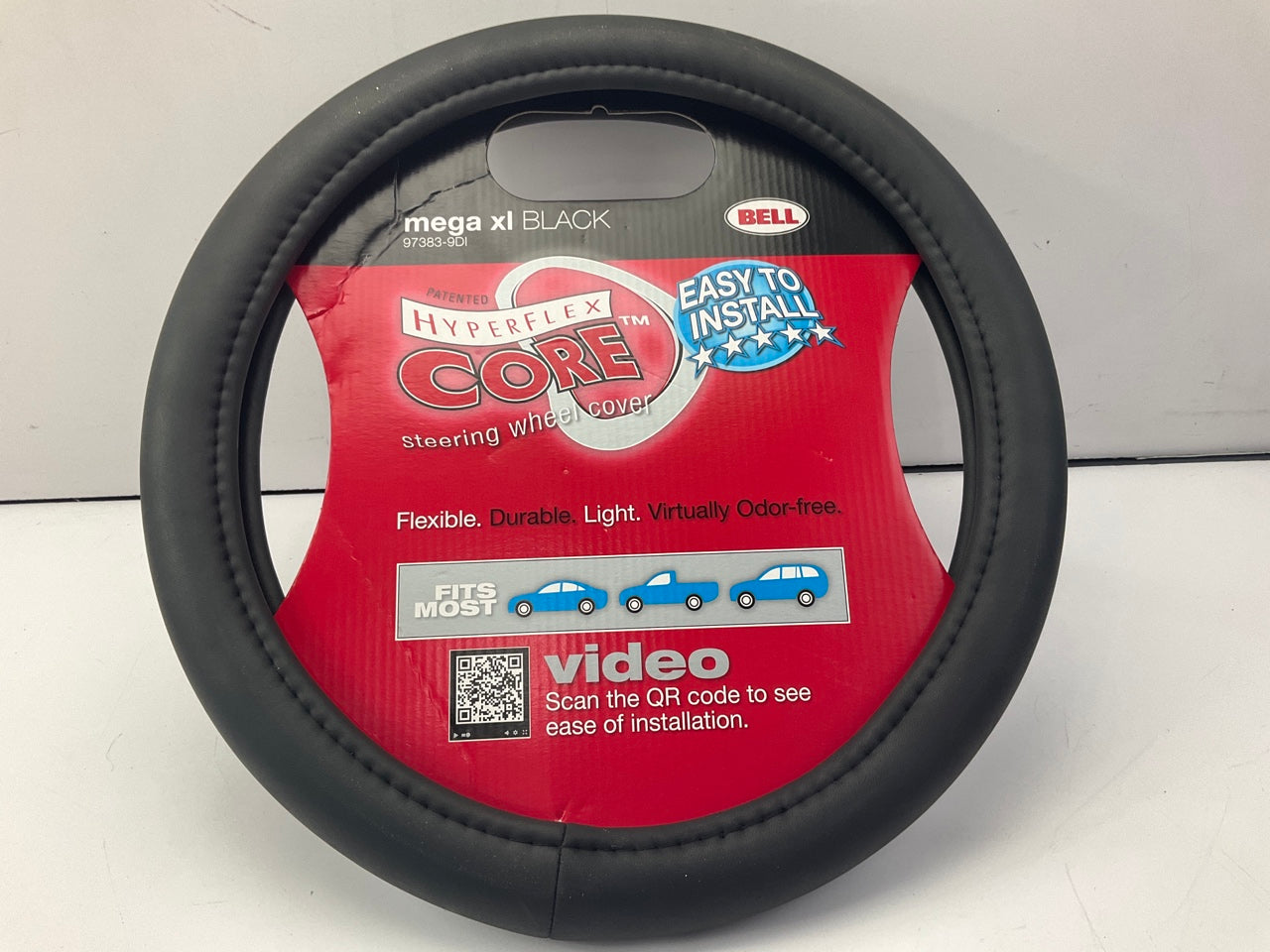 Bell 97383-9DI Hyperflex Core XL Black Steering Wheel Cover 14-1/2''-15-1/2''