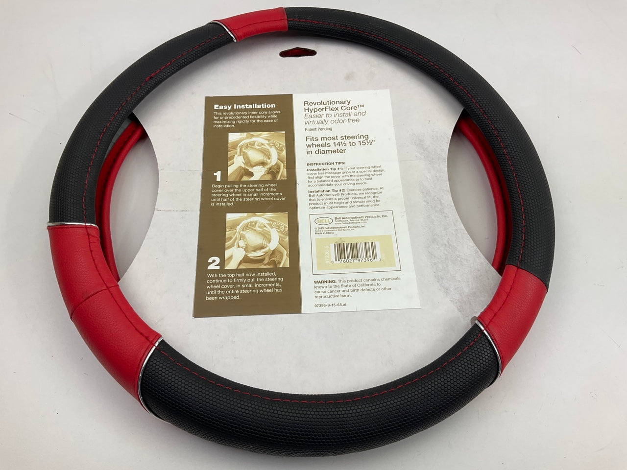 Bell 97396-9 Action Grip Red Steering Wheel Cover W/ Hyperflex Core 14.5-15.5''