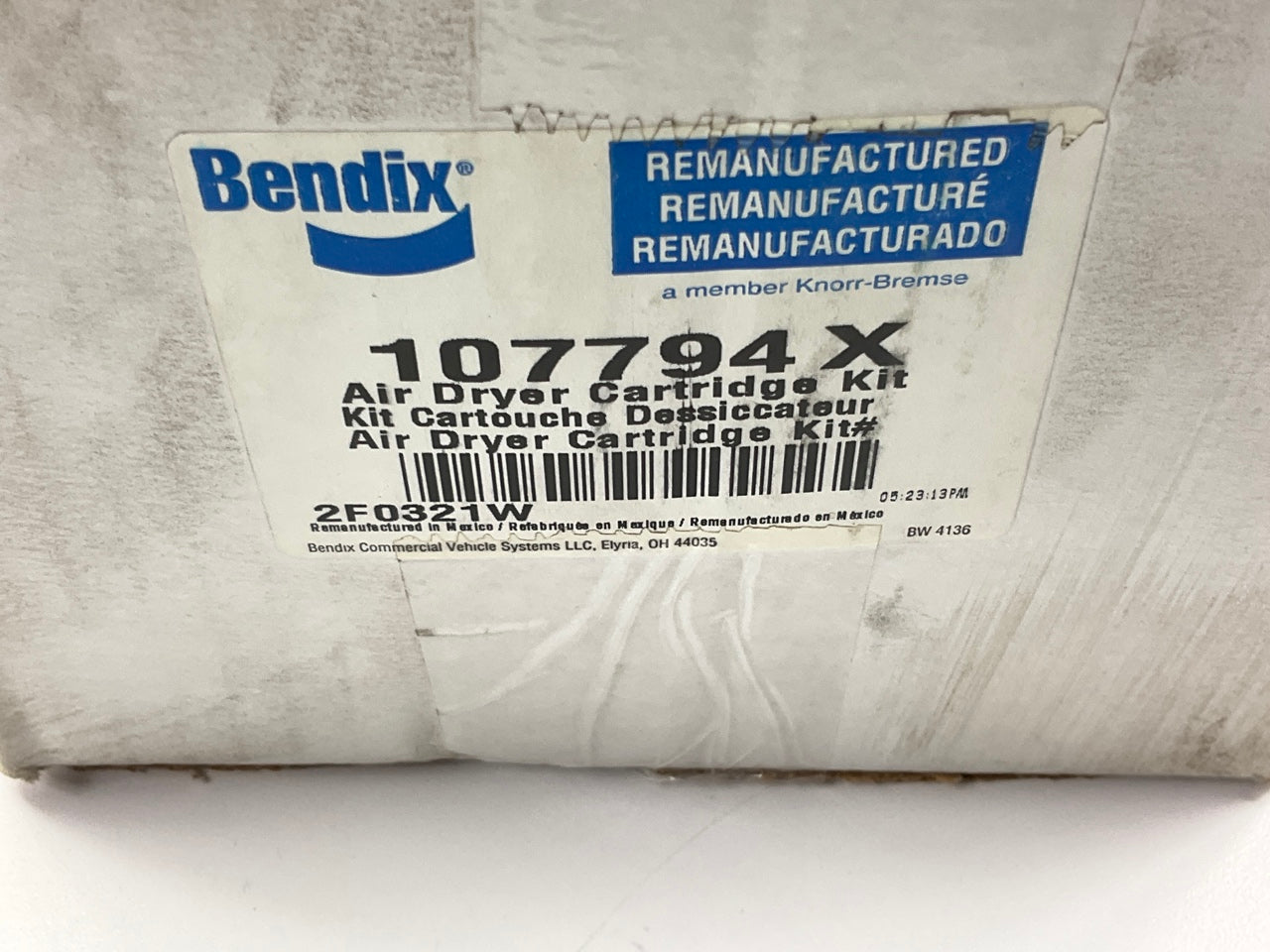 REMAN. Bendix 107794X Air Dryer Cartridge, AD-9 Desiccant Filter With O-Ring Kit