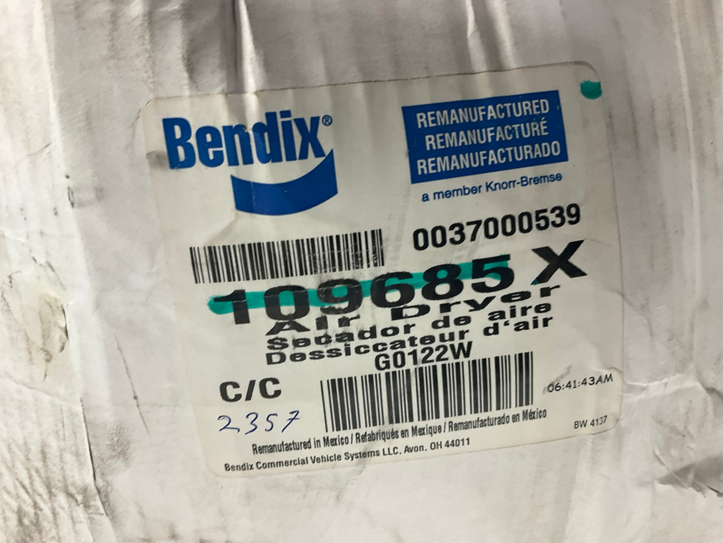 REMAN. Bendix 109685X AD-9 Air Brake Dryer, 12 Volt 3 Port