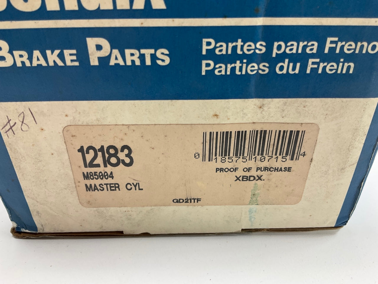 Bendix 12183-WORES Brake Master Cylinder - WITHOUT RESERVOIR - 86 Aerostar