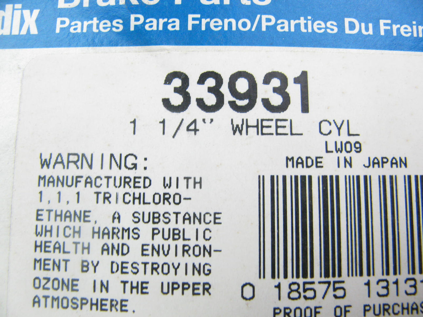 Bendix 33931 Front Left Brake Wheel Cylinder 1969-70 Toyota Hi-Lux 72-74 Pickup