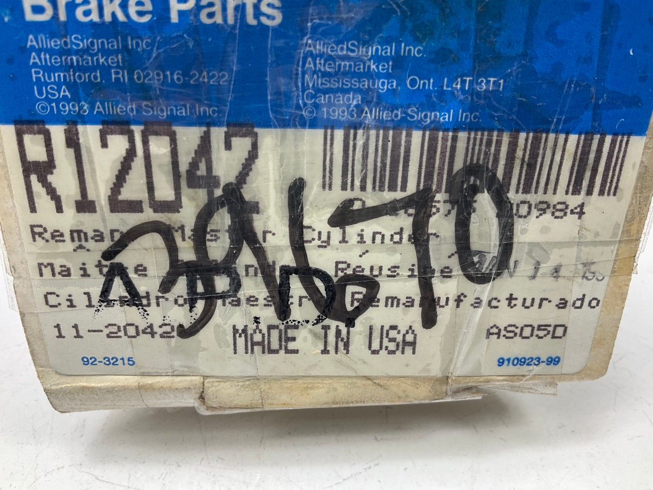 REMAN. Bendix R12042 Genuine OEM ATE Brake Master Cylinder
