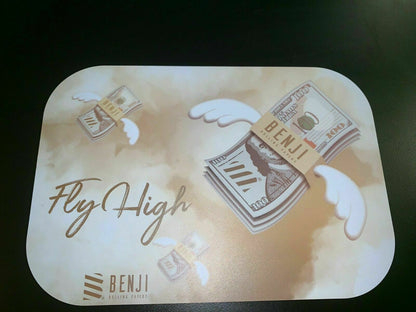 Benji White Rolling Tray & Magnetic Lid Cover, (3) Pre-Rolled Cones & (20)papers
