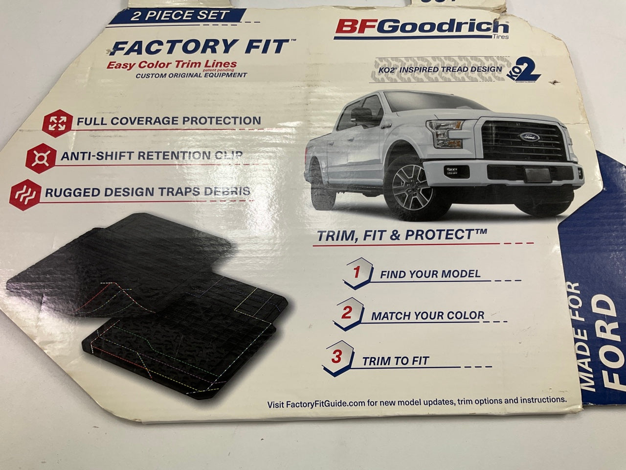 BF Goodrich 581-10 Front Rubber Floor Mats, 2-Piece Set, 27''x17-7/8'', Cut-To-Fit