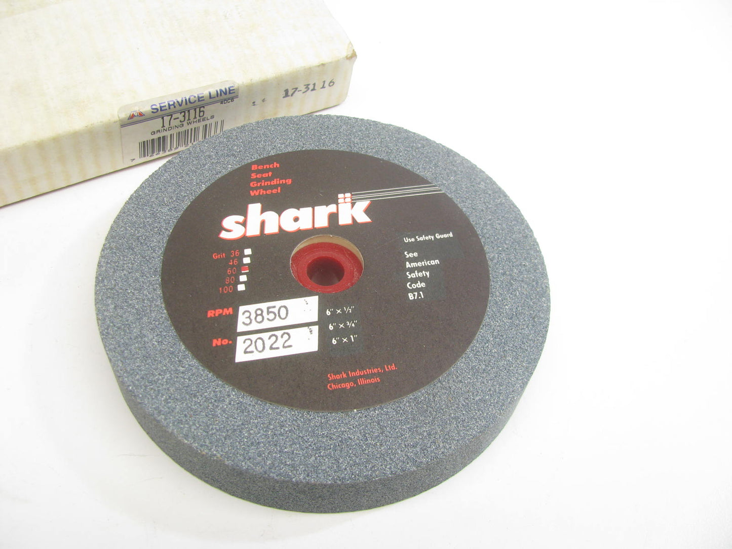 Big A 17-3116 Shark Bench Grinding Wheel - 6'' X 1'' - 60 Grit Aluminum Oxide