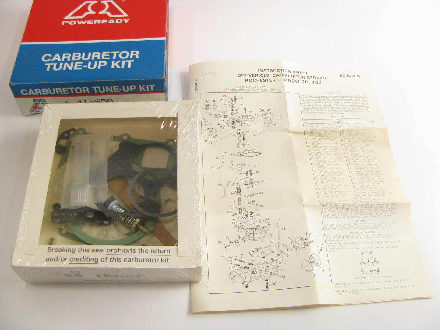 Big A 41-550 Carburetor Rebuild Kit for 1975-1976 Pontiac Rochester 2GC 2GE
