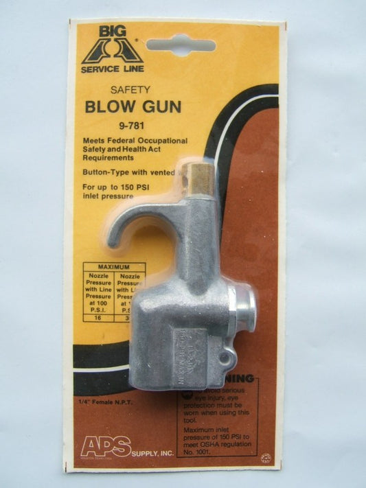 Big A 9-781 Button Type Safety Blow Gun With Vented Tip 1/4'' NPT Fitting