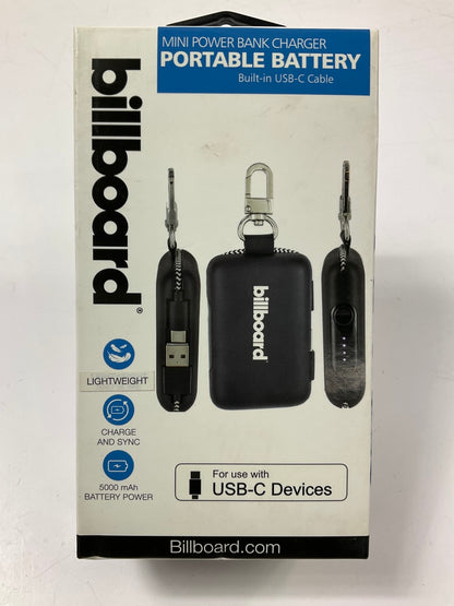 Billboard BB2501 Portable 5,000 MAh Power Bank With Built-in USB-C And USB Cable