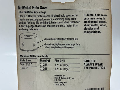 Black & Decker 71-284 2- 1/2'' BI-Metal Pro Hole Saw (Cuts Metal Wood & Plastic)
