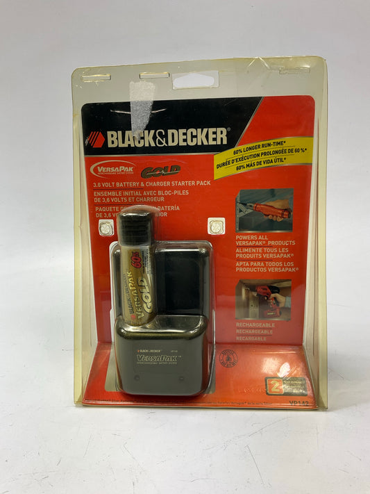 Black And Decker VP142  Gold Versapak Battery & Charger Dual Starter Pack - 3.6V